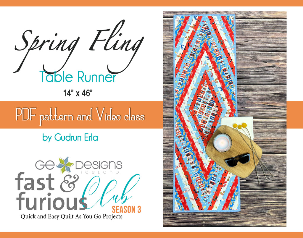 Spring Fling Table runner - Pattern and video class Pattern GE Designs   