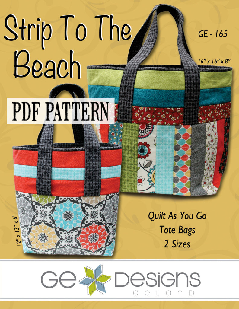 Strip To The Beach Tote Bag Pattern PDF 165 Pattern GE Designs   