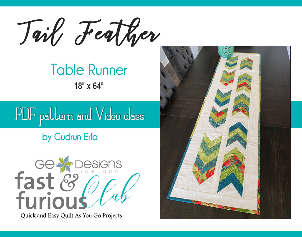 Tail Feather Table runner - Pattern and Video Class Pattern GE Designs   