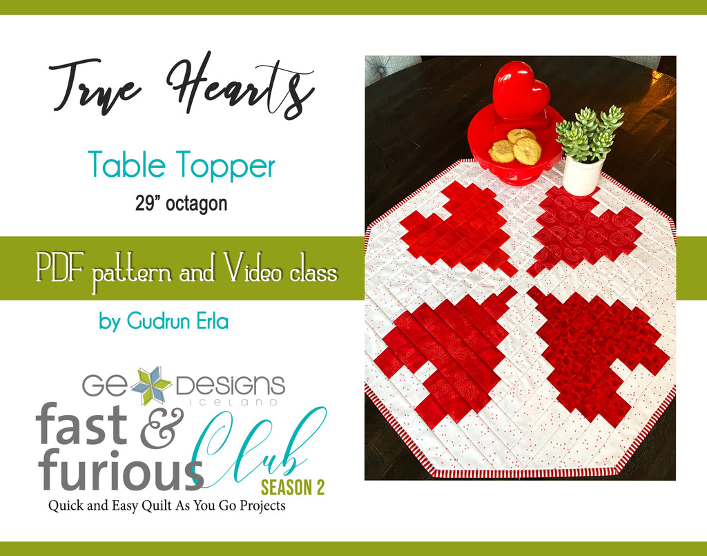 True Hearts Table Topper - Pattern and Video Class Pattern GE Designs   