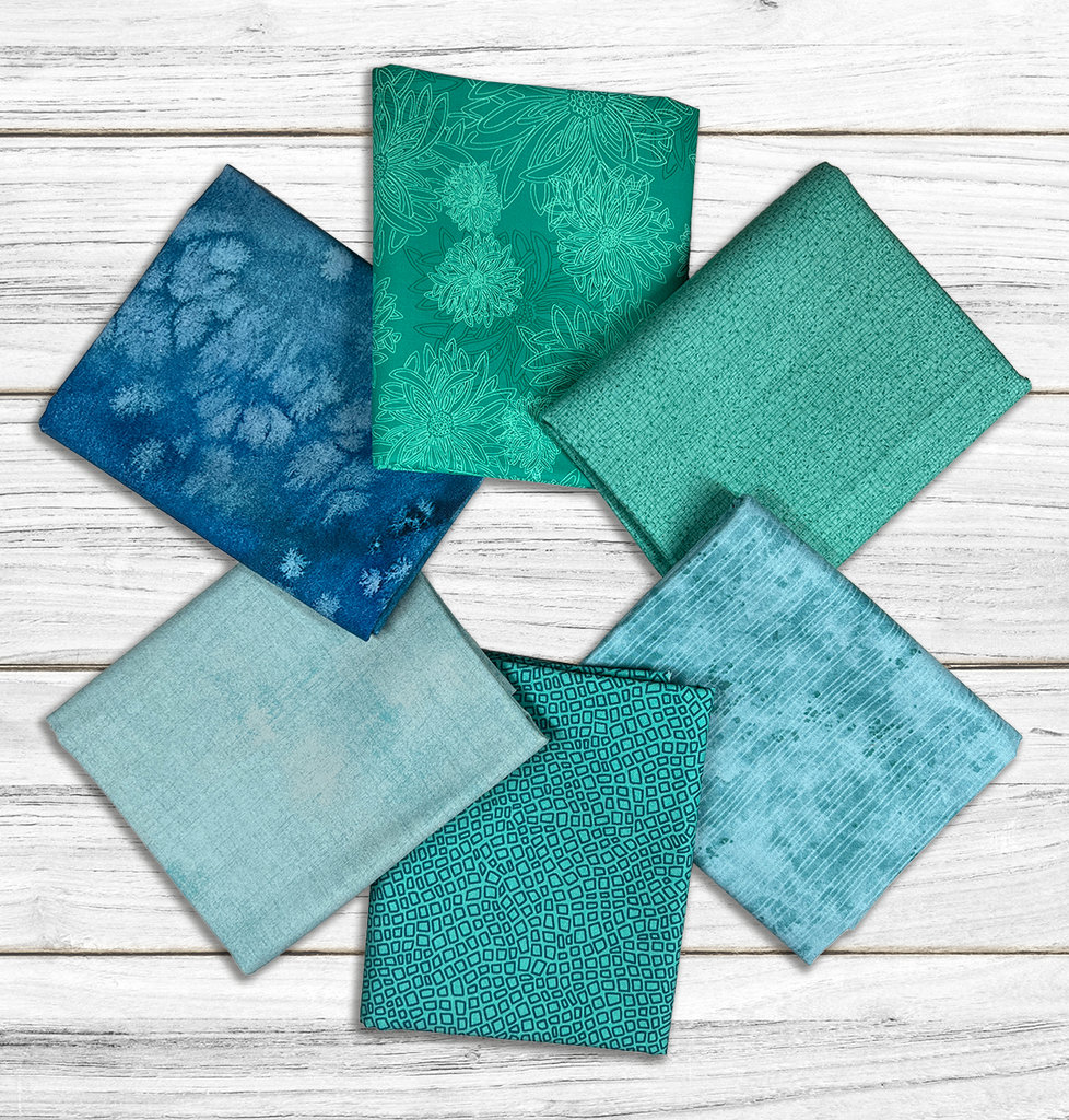 Mystery Basic Turquoise Stash Builder Bundle Fabrics GE Designs   