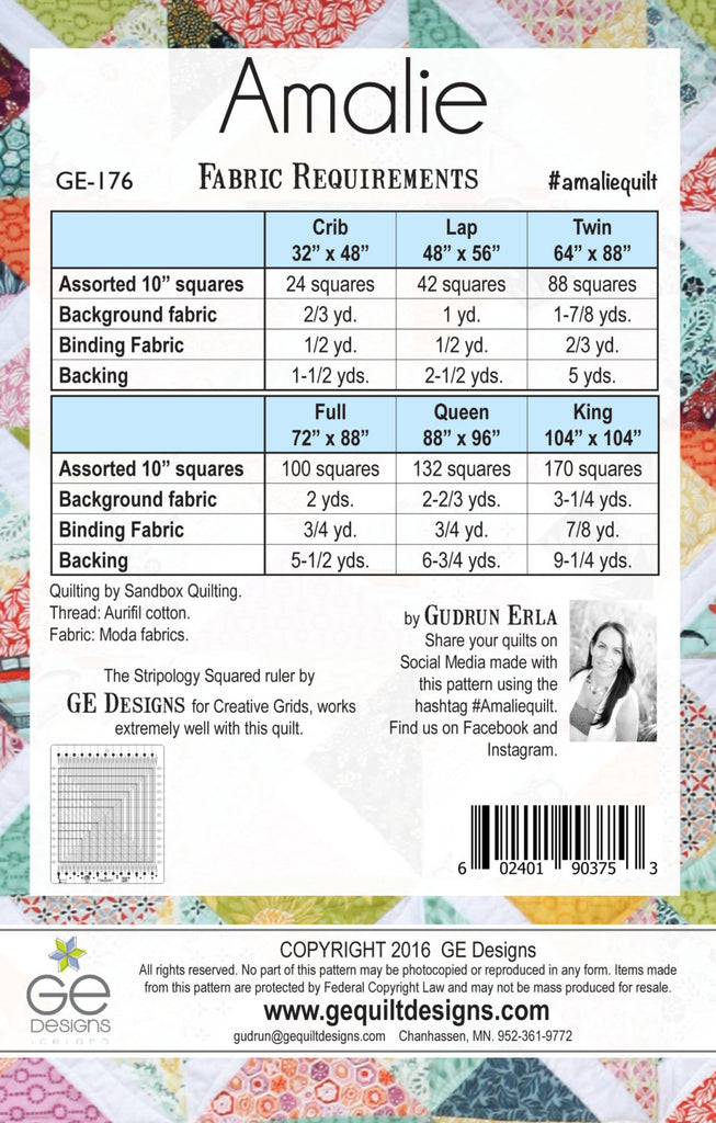 Amalie 10" Square Pattern PDF 176 Pattern GE Designs   