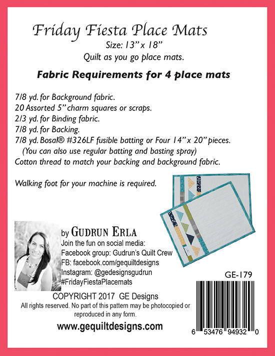 Friday Fiesta Place Mats Pattern PDF 179 Pattern GE Designs   