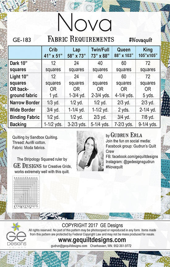 Nova 10" Square Pattern PDF 183 Pattern GE Designs   